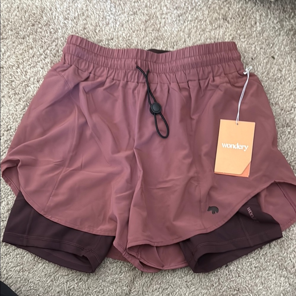 New with Tags - Wonderly Pink Athletic Shorts with Compression Layer